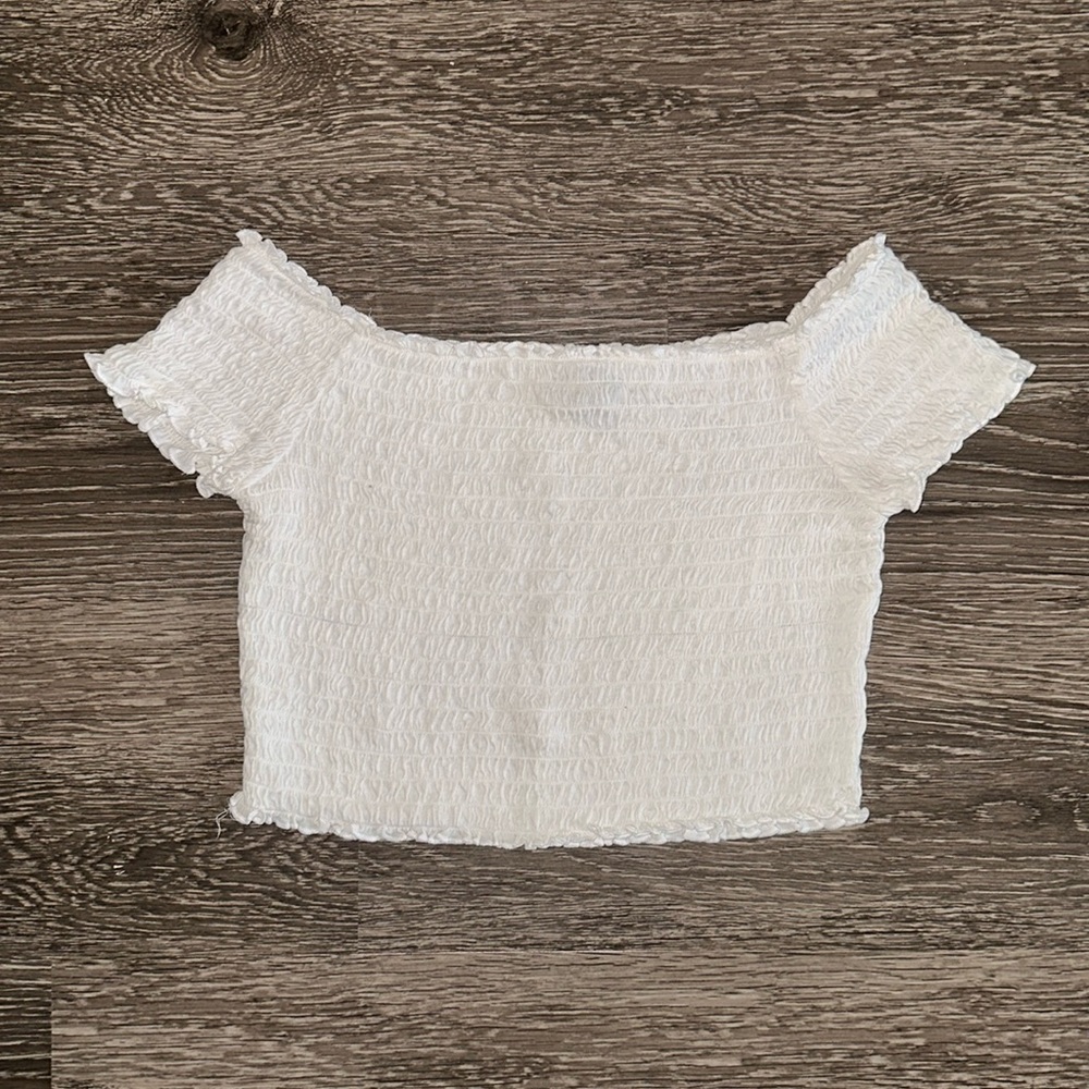 H&M shirred off-the-shoulder crop top